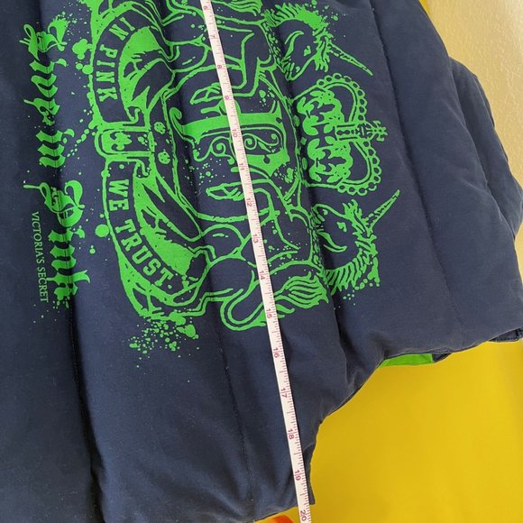 Victoria's Secret Pink Reversible Down Puffer Vest, Size XS, Blue and Green - Picture 10 of 12